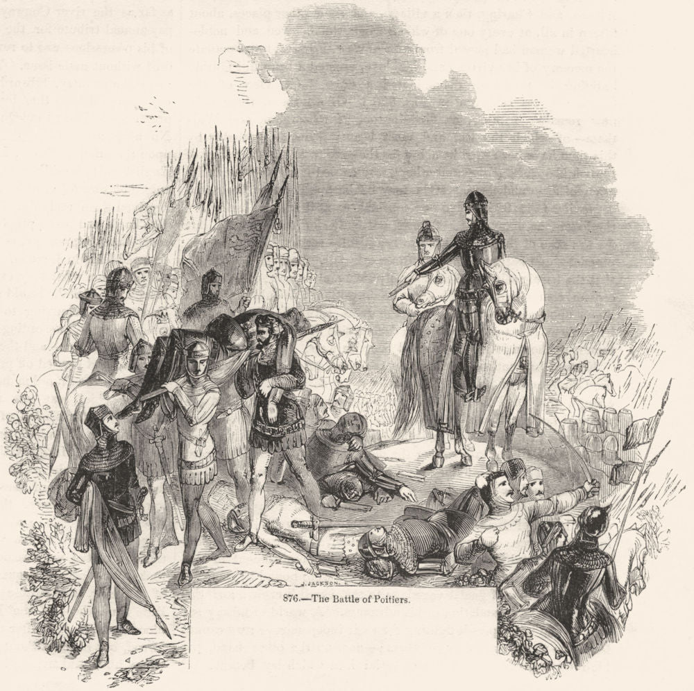 FRANCE. The Battle of Poitiers 1845 old antique vintage print picture